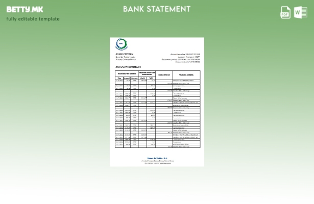 модерен стил Гвинеја Бисао Банко да Униао шаблон ексел извод од банка